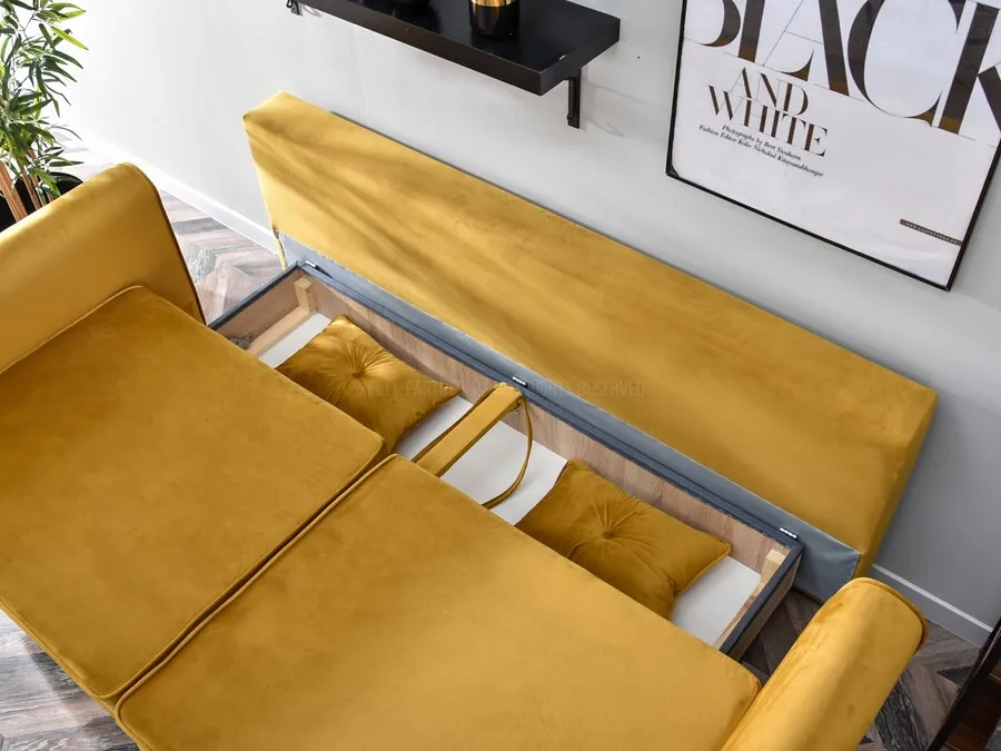 Sofa rozkładana BLINK - miodowy/czarny