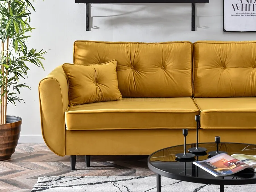Sofa rozkładana BLINK - miodowy/czarny