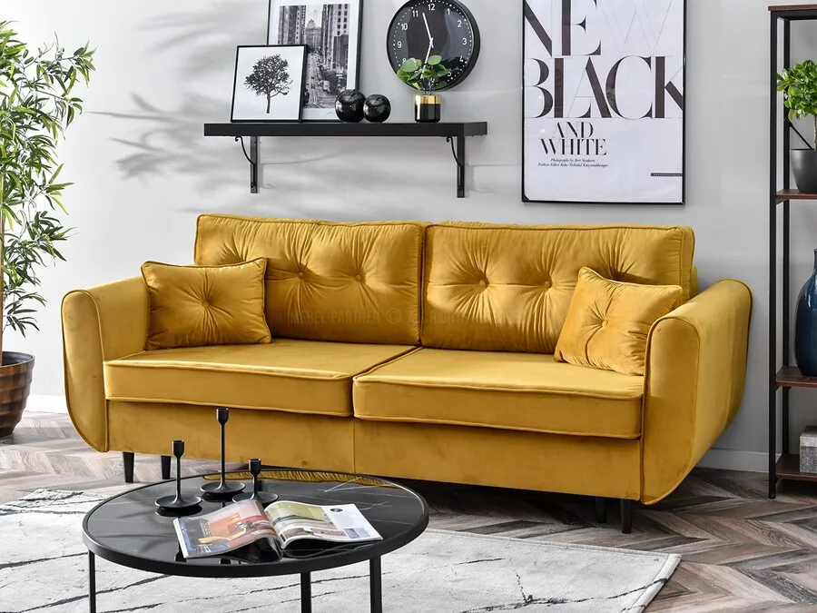 Sofa rozkładana BLINK - miodowy/czarny