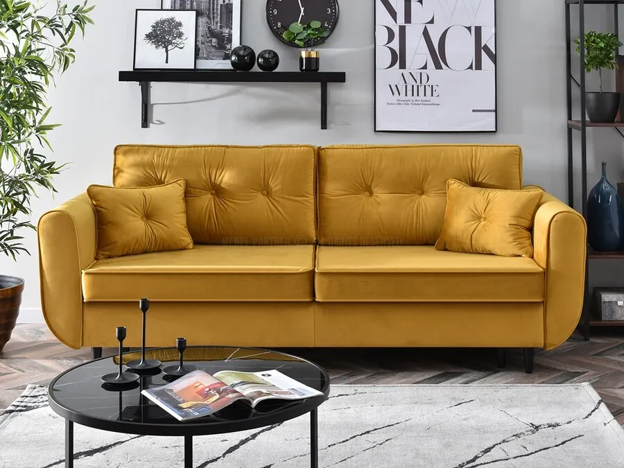 Sofa rozkładana BLINK - miodowy/czarny