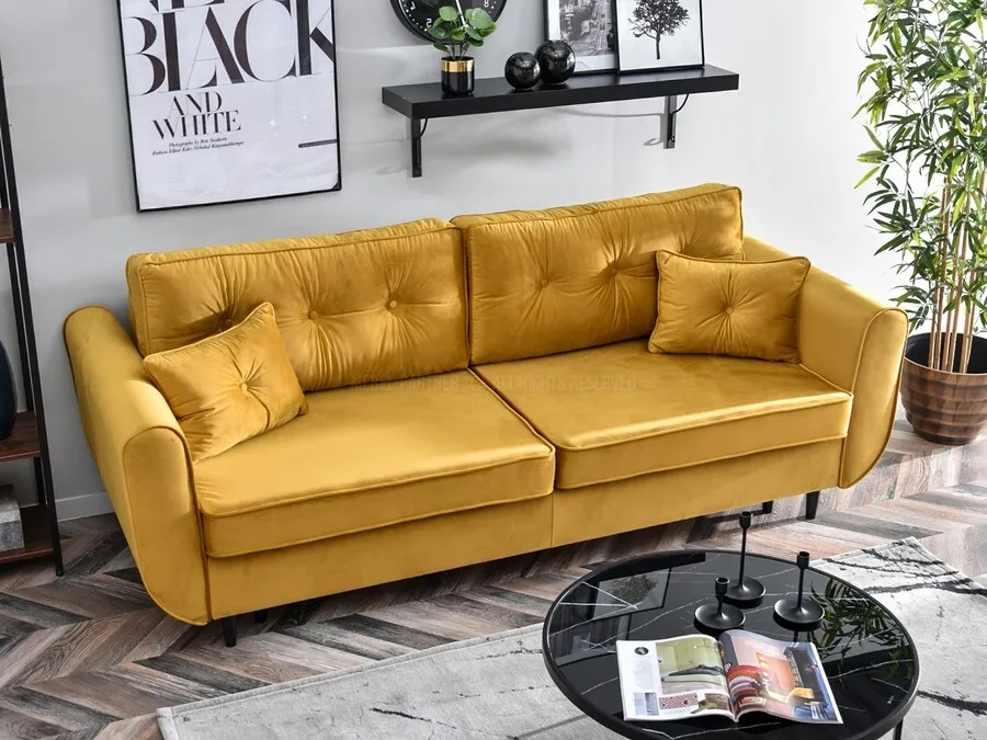 Sofa rozkładana BLINK - miodowy/czarny