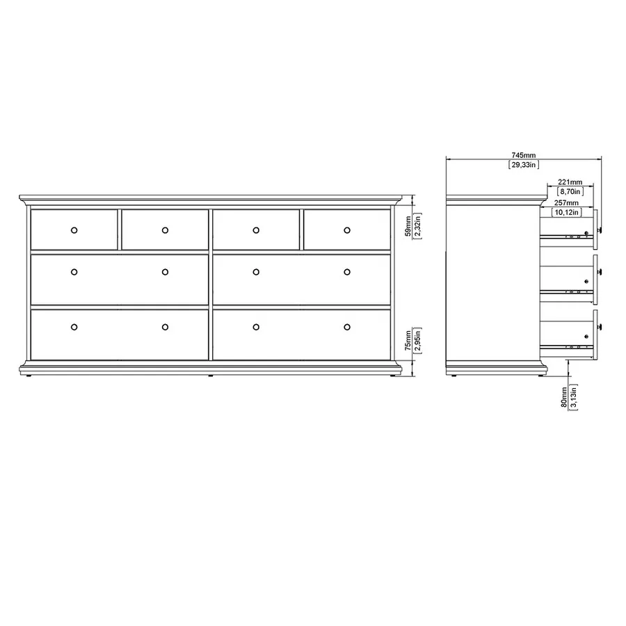 Komoda PARIS 4+4 - szary mat