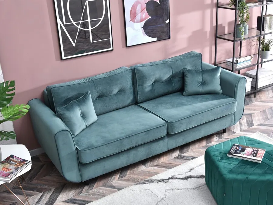Sofa rozkładana BLINK - turkusowy/czarny