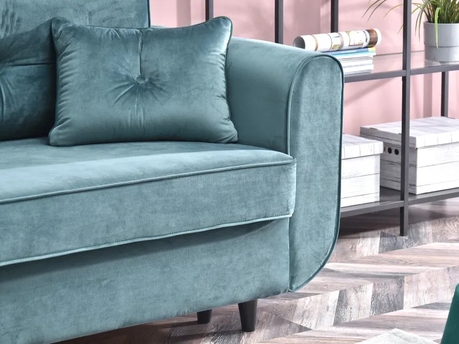 Sofa rozkładana BLINK - turkusowy/czarny