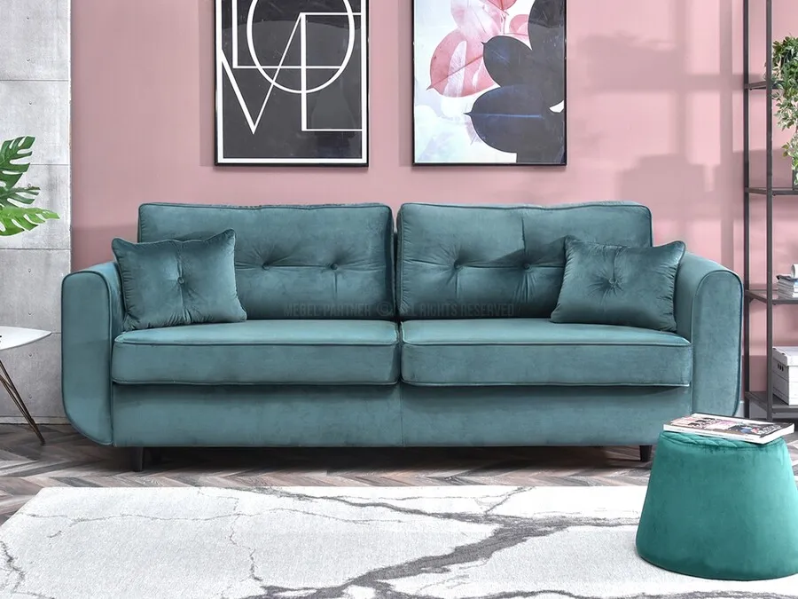 Sofa rozkładana BLINK - turkusowy/czarny