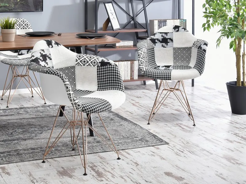 Krzesło tapicerowane MPA ROD TAP - patchwork 2/miedź