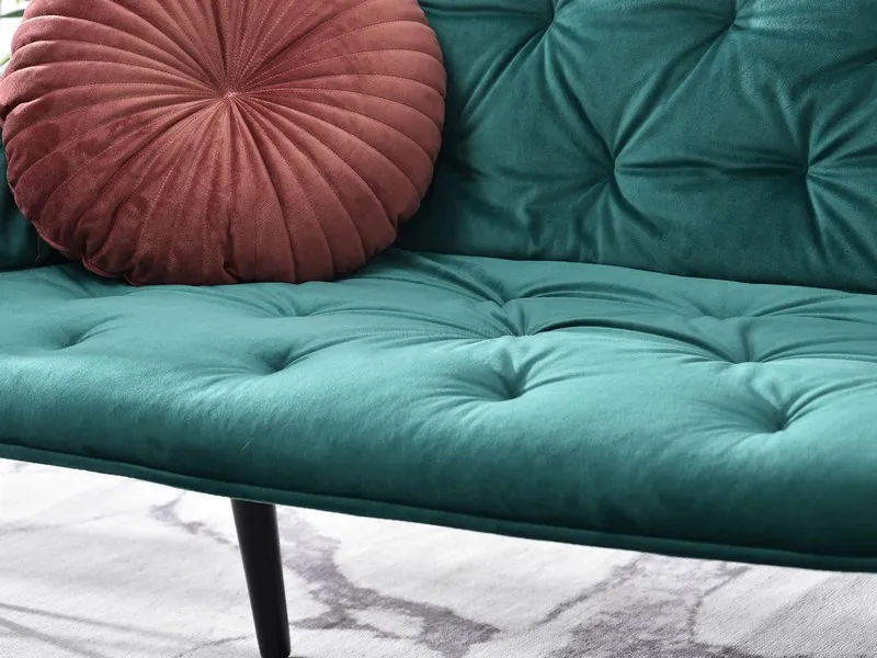Sofa aksamitna z pikowaniem IDIL - zielony
