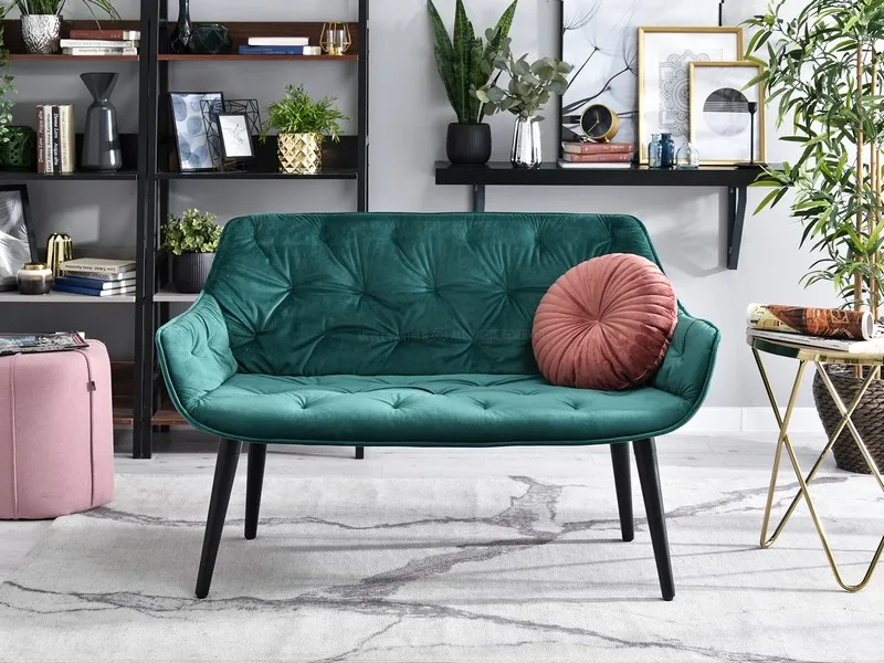 Sofa aksamitna z pikowaniem IDIL - zielony