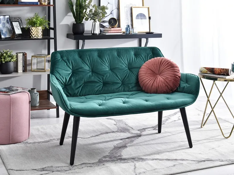 Sofa aksamitna z pikowaniem IDIL - zielony