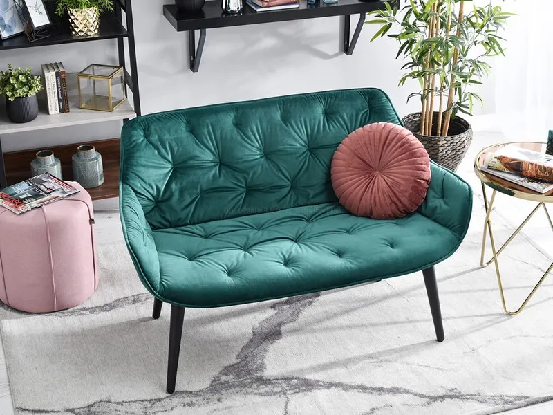 Sofa aksamitna z pikowaniem IDIL - zielony