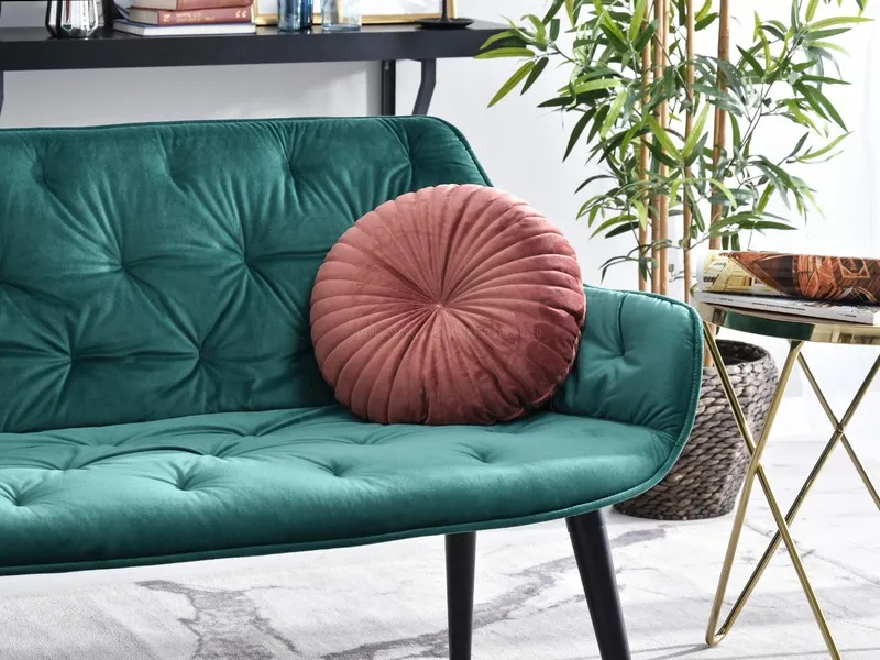 Sofa aksamitna z pikowaniem IDIL - zielony