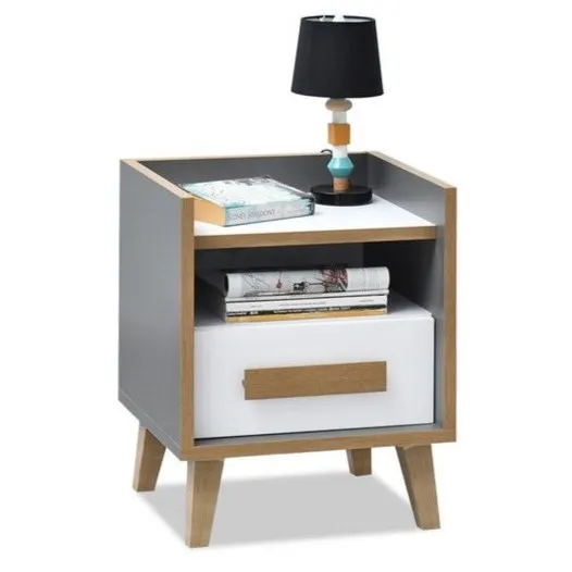 Szafka nocna SMART S11 - szary/biały/jesion