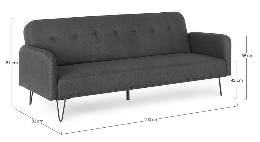 Sofa rozkładana BRIDJET - ciemnoszary