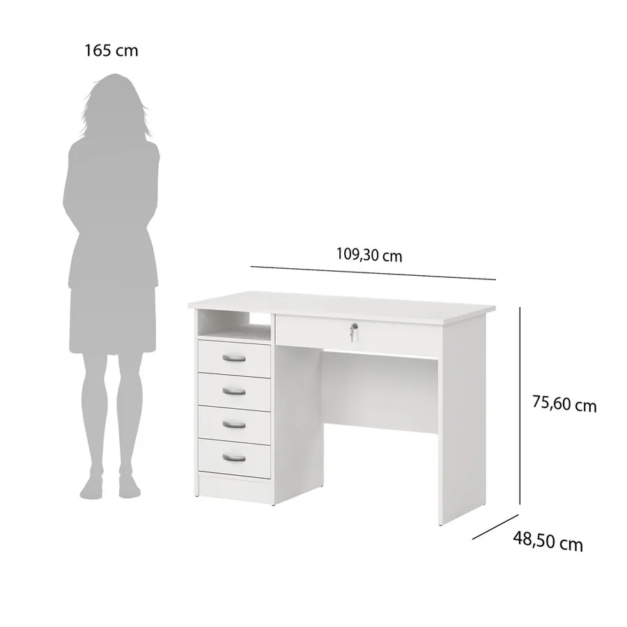 Biurko FUNCTION 4D1S 5 szuflad - biały mat