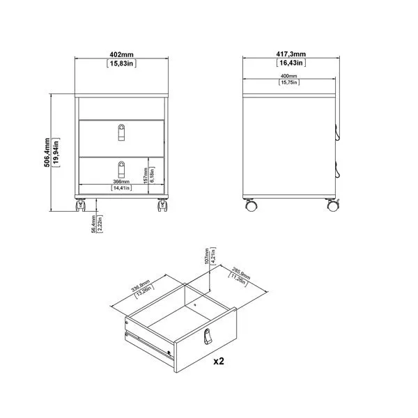Kontenerek FUNCTION PLUS 2 - biały mat