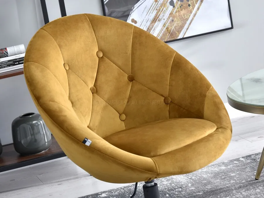 Fotel obrotowy velvet LOUNGE 3 - złoty/czarny