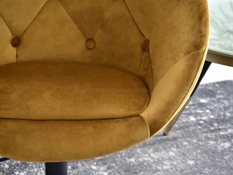 Fotel obrotowy velvet LOUNGE 3 - złoty/czarny