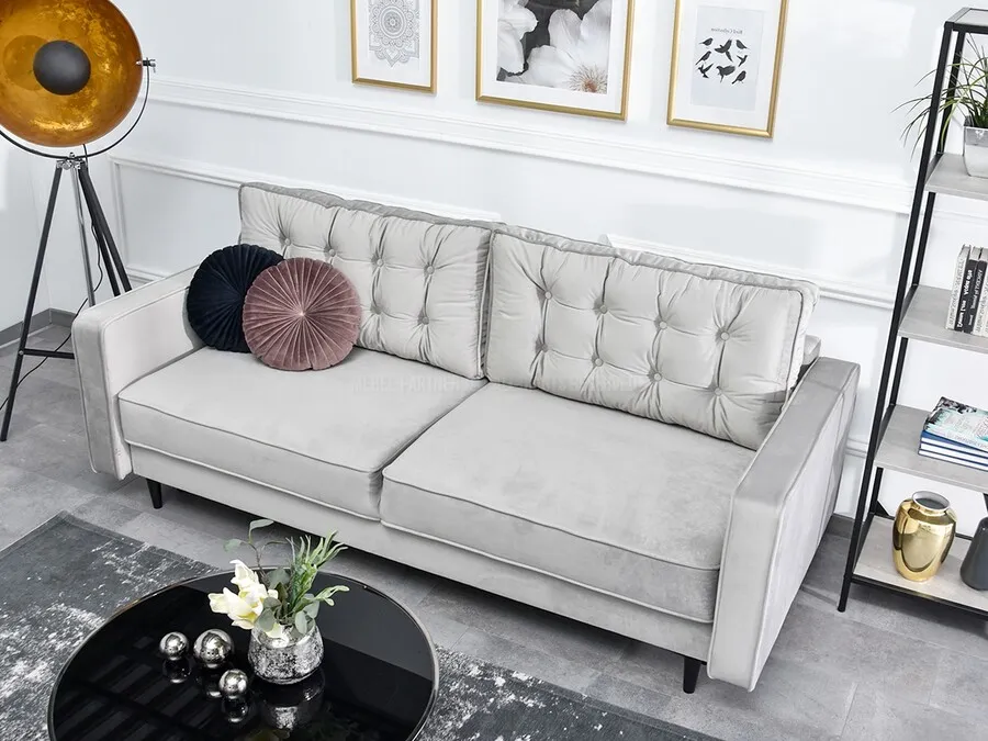 Sofa rozkładana z pikowaniem LAVIA - popielaty