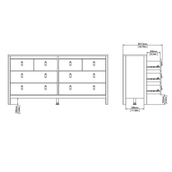 Komoda MADRID 4+4 8 szuflad - czarny mat