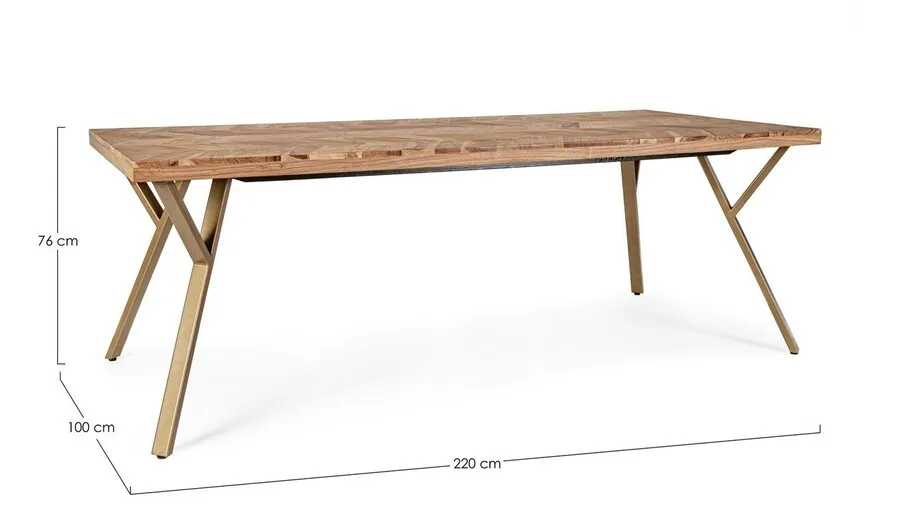 Stół z drewnianym blatem RAIDA 220x100