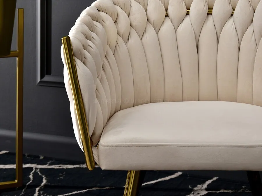 Krzesło welurowe glamour ROSA - beżowy Magic Velvet 2250/złoty