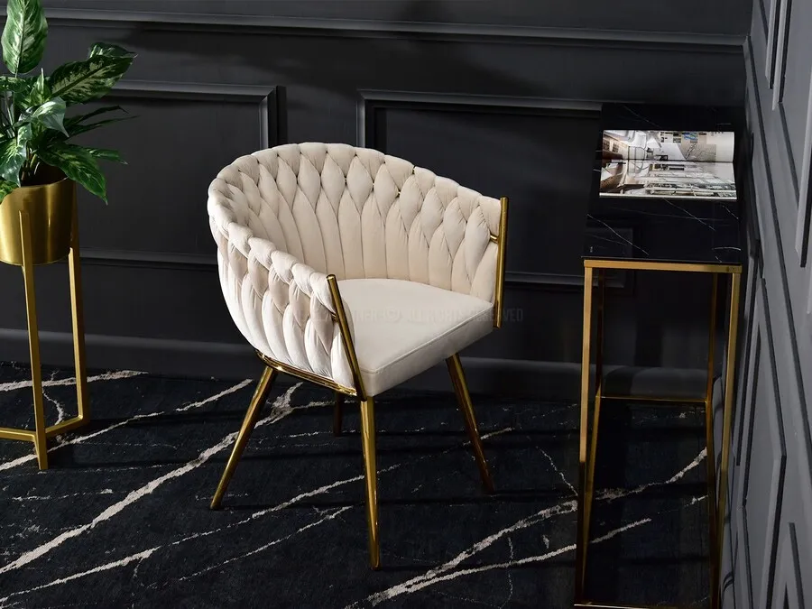 Krzesło welurowe glamour ROSA - beżowy Magic Velvet 2250/złoty
