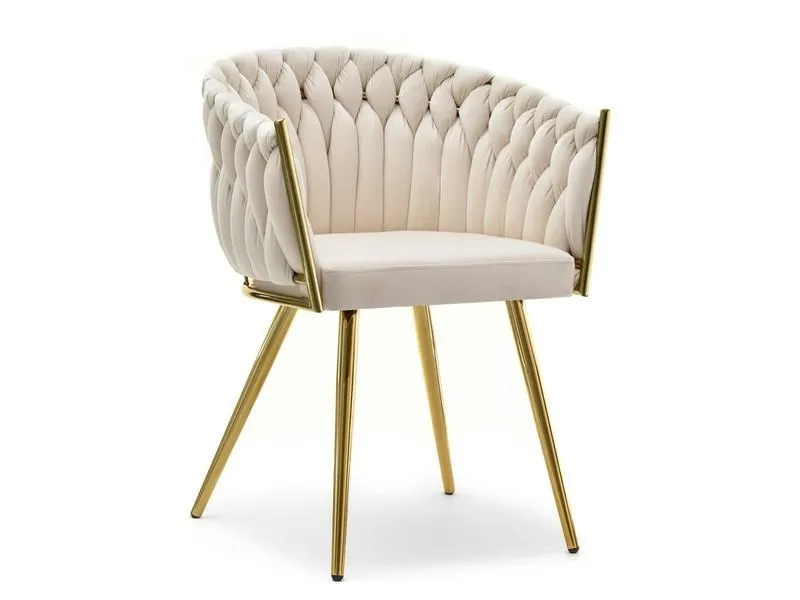 Krzesło welurowe glamour ROSA - beżowy Magic Velvet 2250/złoty