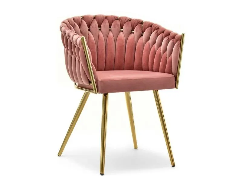 Krzesło welurowe glamour ROSA - różowy Magic Velvet 2257/złoty