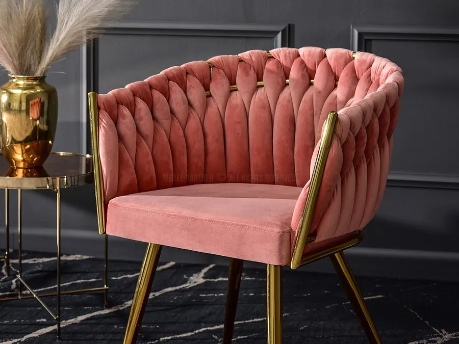 Krzesło welurowe glamour ROSA - różowy Magic Velvet 2257/złoty