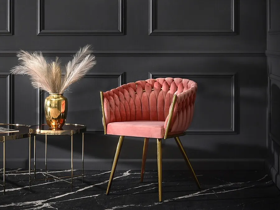 Krzesło welurowe glamour ROSA - różowy Magic Velvet 2257/złoty