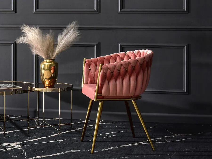 Krzesło welurowe glamour ROSA - różowy Magic Velvet 2257/złoty
