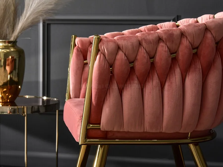 Krzesło welurowe glamour ROSA - różowy Magic Velvet 2257/złoty