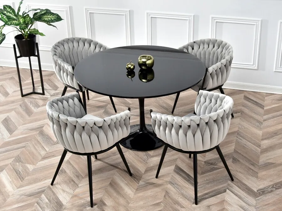 Krzesło welurowe glamour ROSA - szary Magic Velvet 2218/czarny