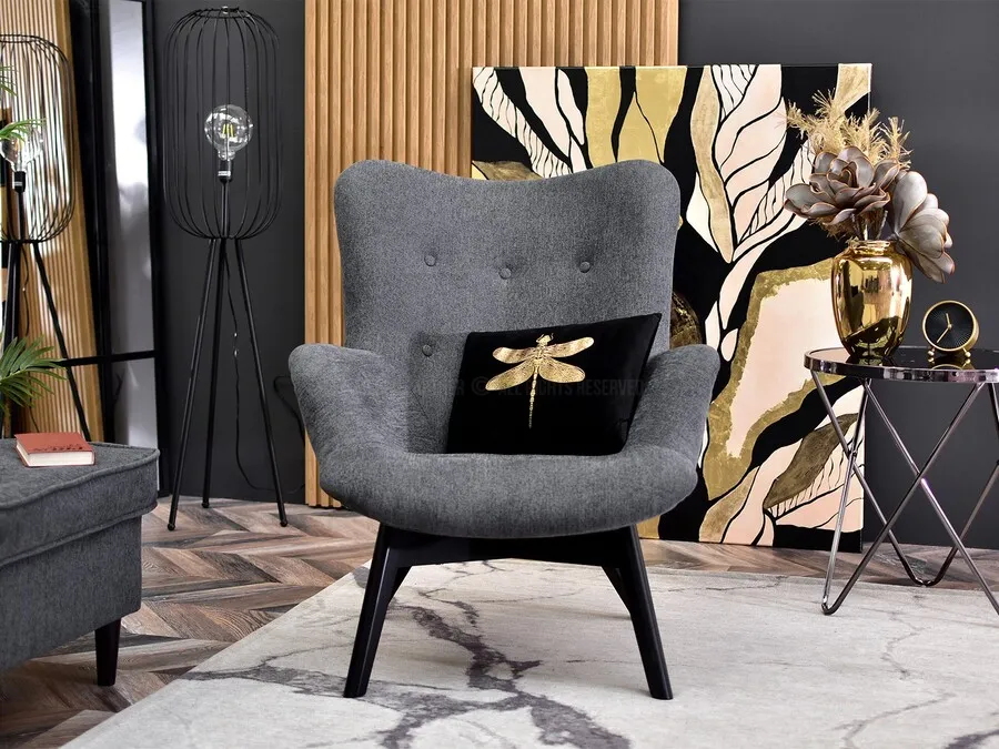 Fotel FLORI - grafitowy/czarny