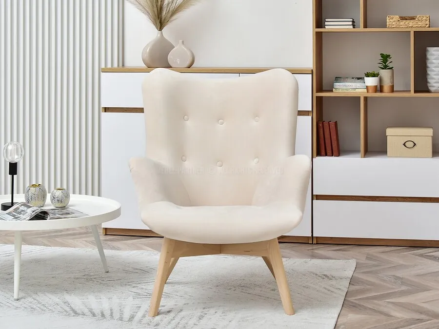 Fotel FLORI - kremowy/buk