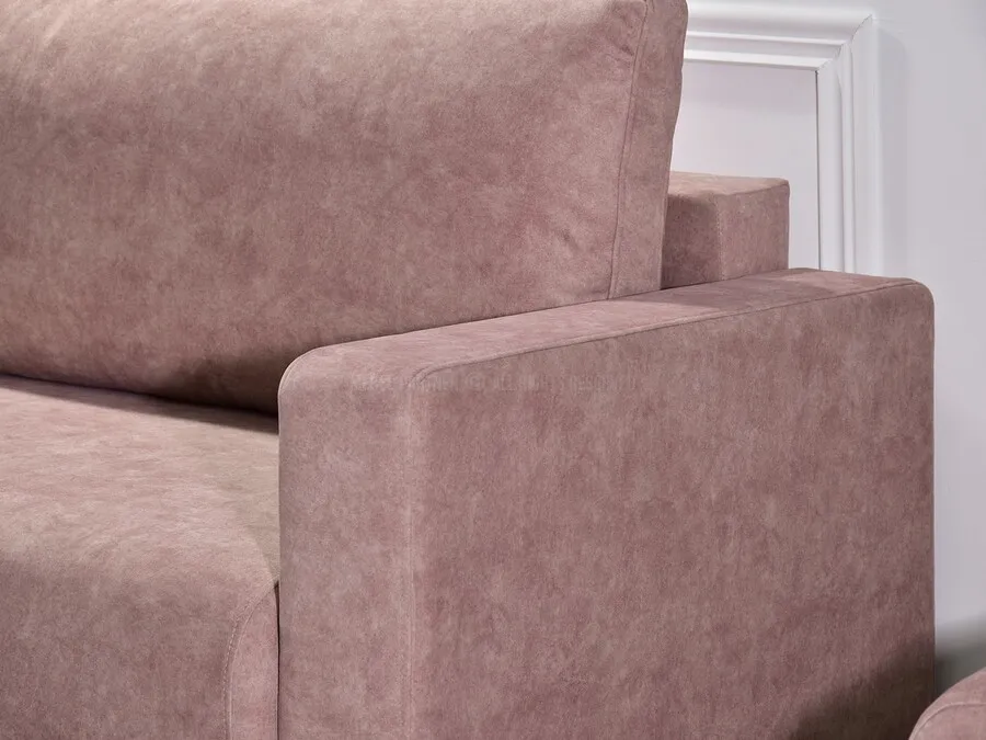 Sofa rozkładana SKANDYNAWIA - pudrowy róż/dąb