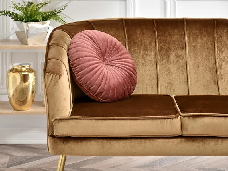 Sofa 2-osobowa welurowa ESTEL - złoty/złoty