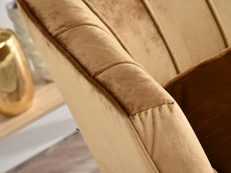 Sofa 2-osobowa welurowa ESTEL - złoty/złoty