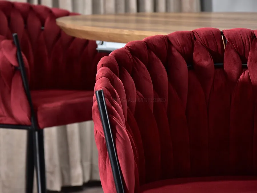 Krzesło welurowe glamour ROSA - bordowy/czarny