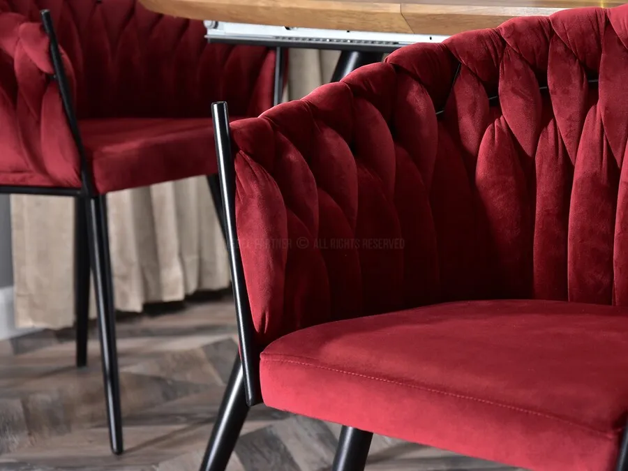 Krzesło welurowe glamour ROSA - bordowy/czarny