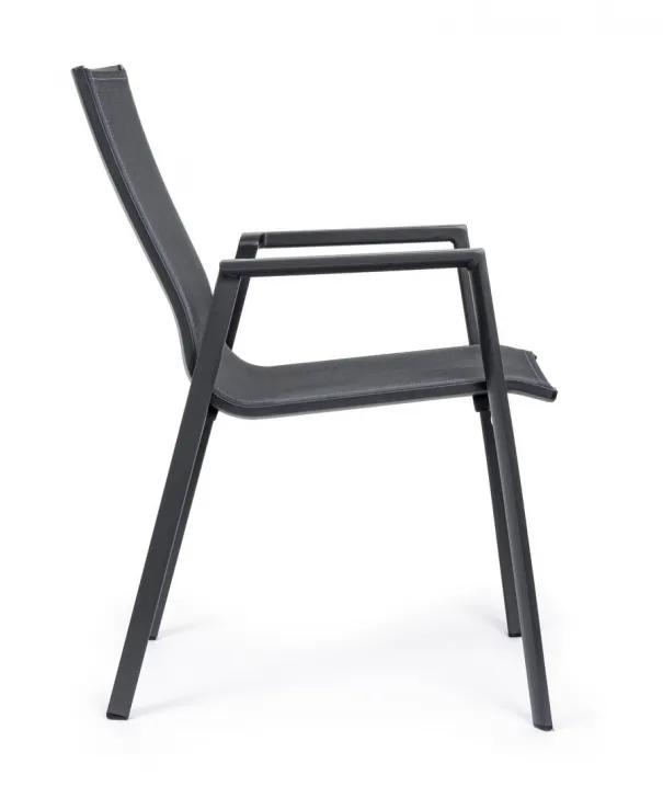 Krzesło ogrodowe z podłokietnikami KRION CHARCOAL - antracyt