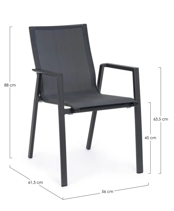 Krzesło ogrodowe z podłokietnikami KRION CHARCOAL - antracyt