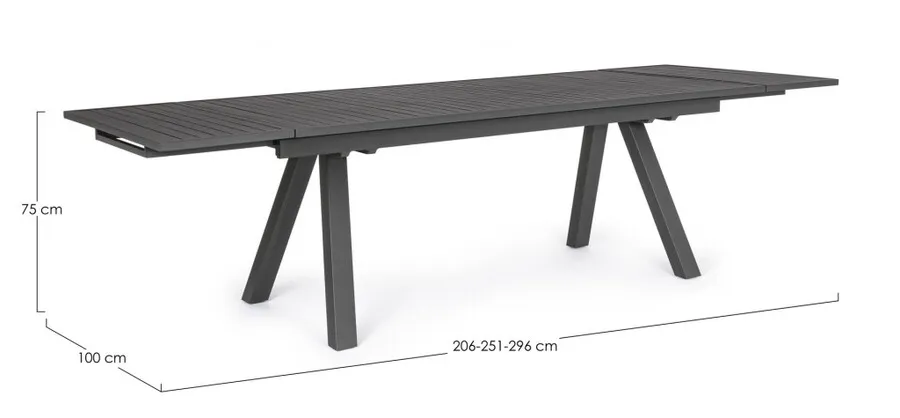 Stół ogrodowy rozkładany CROZET CHARCOAL 206/296x100 - antracyt