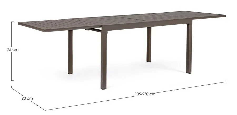 Stół ogrodowy rozkładany PELAGIUS COFFEE 135/270x90 - brązowy