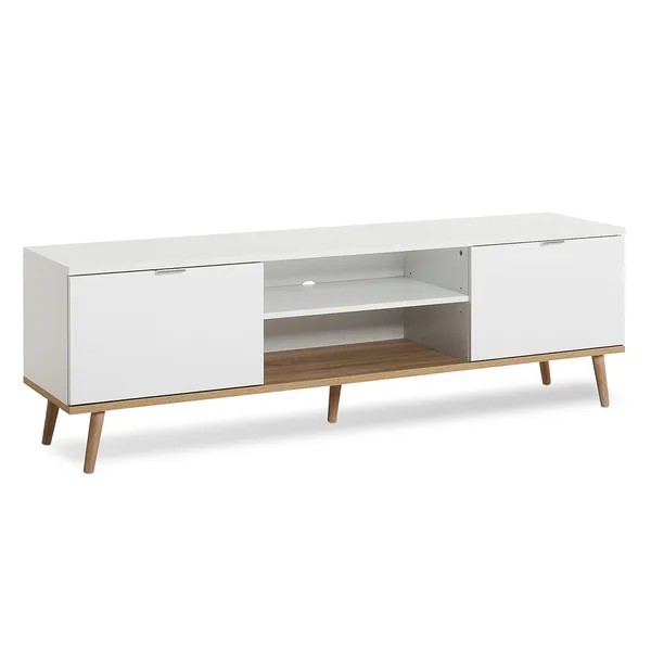 Szafka RTV GÖTEBORG 2D 160 cm - biały mat/dąb sonoma