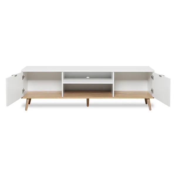 Szafka RTV GÖTEBORG 2D 160 cm - biały mat/dąb sonoma