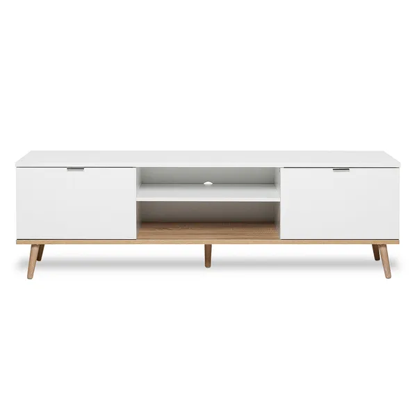 Szafka RTV GÖTEBORG 2D 160 cm - biały mat/dąb sonoma