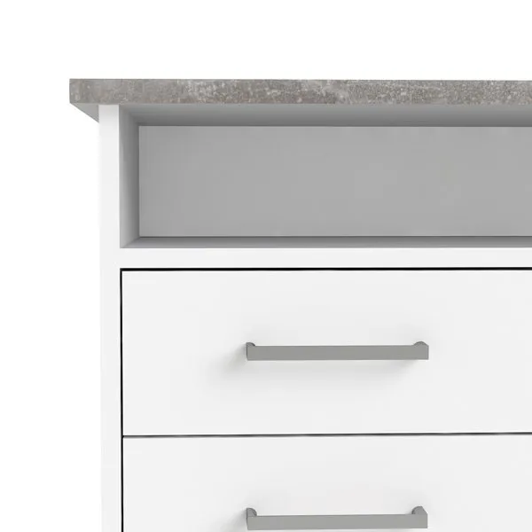 Biurko 1-drzwiowe z czterema szufladami FUNCTION 4S1D - biały/beton