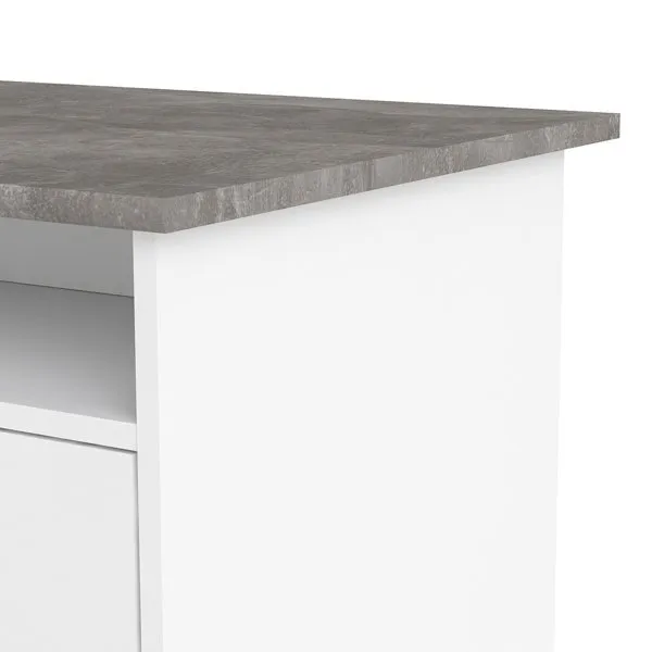 Biurko 1-drzwiowe z czterema szufladami FUNCTION 4S1D - biały/beton