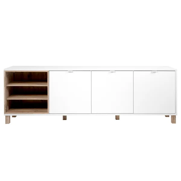 Komoda 3-drzwiowa MENORCA 200 cm - biały/dąb
